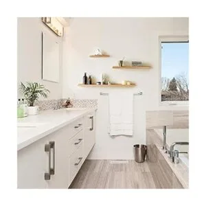 Estante flotante de madera natural para el hogar sala de_5