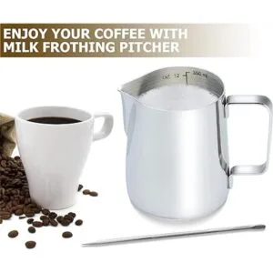 CAMKYDE Jarra de acero inoxidable para espumar de leche de_3