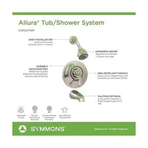 Symmons S7602STNRP Allura sistema de bañera y ducha con_4