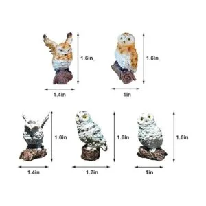 5 piezas de búhos de jardín en miniatura mini animales