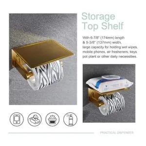 APLusee SUS 304 Soporte de papel higiénico con estante de