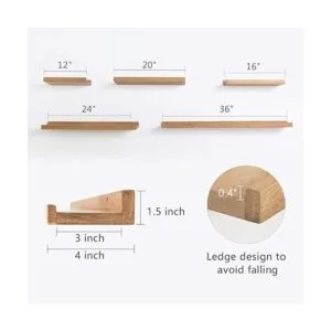 Estante flotante de madera natural para el hogar sala de_3