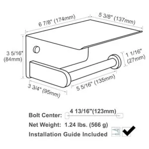 APLusee SUS 304 Soporte de papel higiénico con estante de