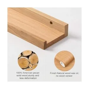 Estante flotante de madera natural para el hogar sala de_6