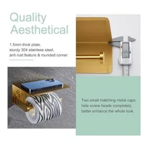 APLusee SUS 304 Soporte de papel higiénico con estante de