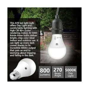 AmeriTop Bombillas LED A19 con sensor A19 listado UL