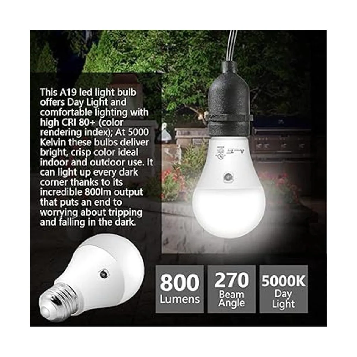 AmeriTop Bombillas LED A19 con sensor A19 listado UL