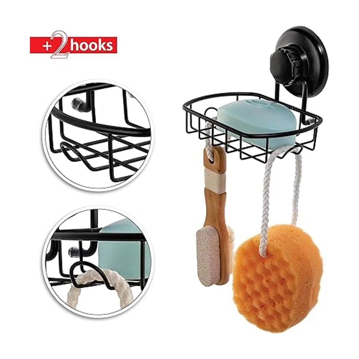 HASKO accessories Jabonera de succión con ganchos soporte_2