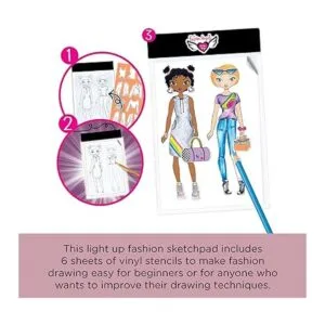 Fashion Angels Bloc de bocetos con luz de diseño de moda_4