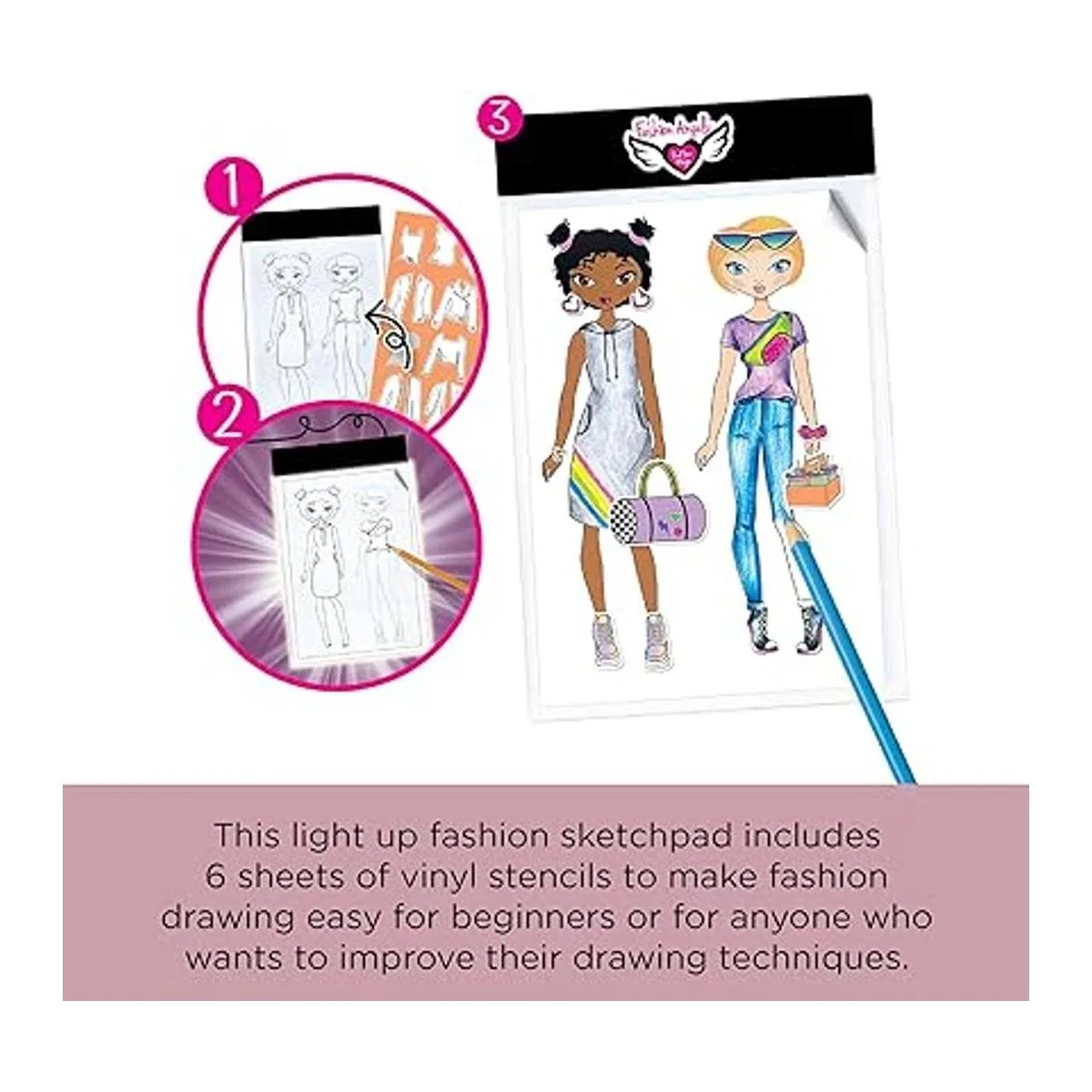 Fashion Angels Bloc de bocetos con luz de diseño de moda_4