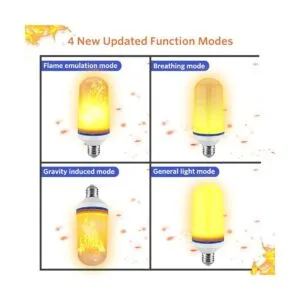 Munetoshi 3 bombillas LED de fuego E26 4 modos de luz de