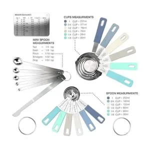CuttleLab Juego de 22 tazas y cucharas medidoras de acero