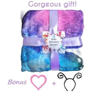 Manta mensual para bebé con diseño de hitos para niña_2