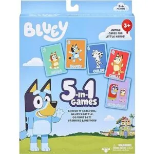 El juego de cartas 5 en 1 de Bluey incluye 53 cartas_5