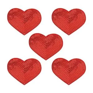 Parche bordado Tegg 5 parches con lentejuelas de corazón_1