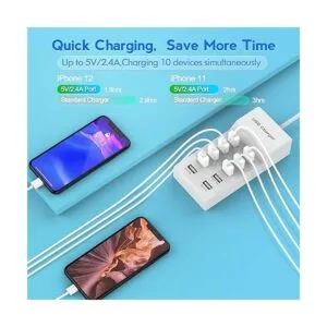 Cargador de pared USB de 10 puertos con tecnología de