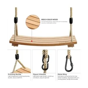 PELLOR Asiento de columpio colgante de madera de haya para_3