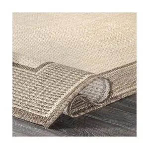 Alfombra para exteriores con borde gris nuLOOM Beige_6