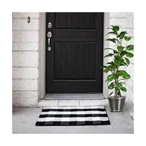 Alfombra a cuadros en blanco y negro Alfombra de algodón