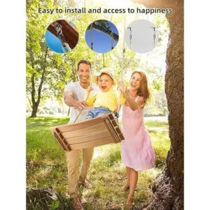 PELLOR Asiento de columpio colgante de madera de haya para_2