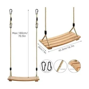 PELLOR Asiento de columpio colgante de madera de haya para_4