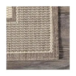 Alfombra para exteriores con borde gris nuLOOM Beige_4