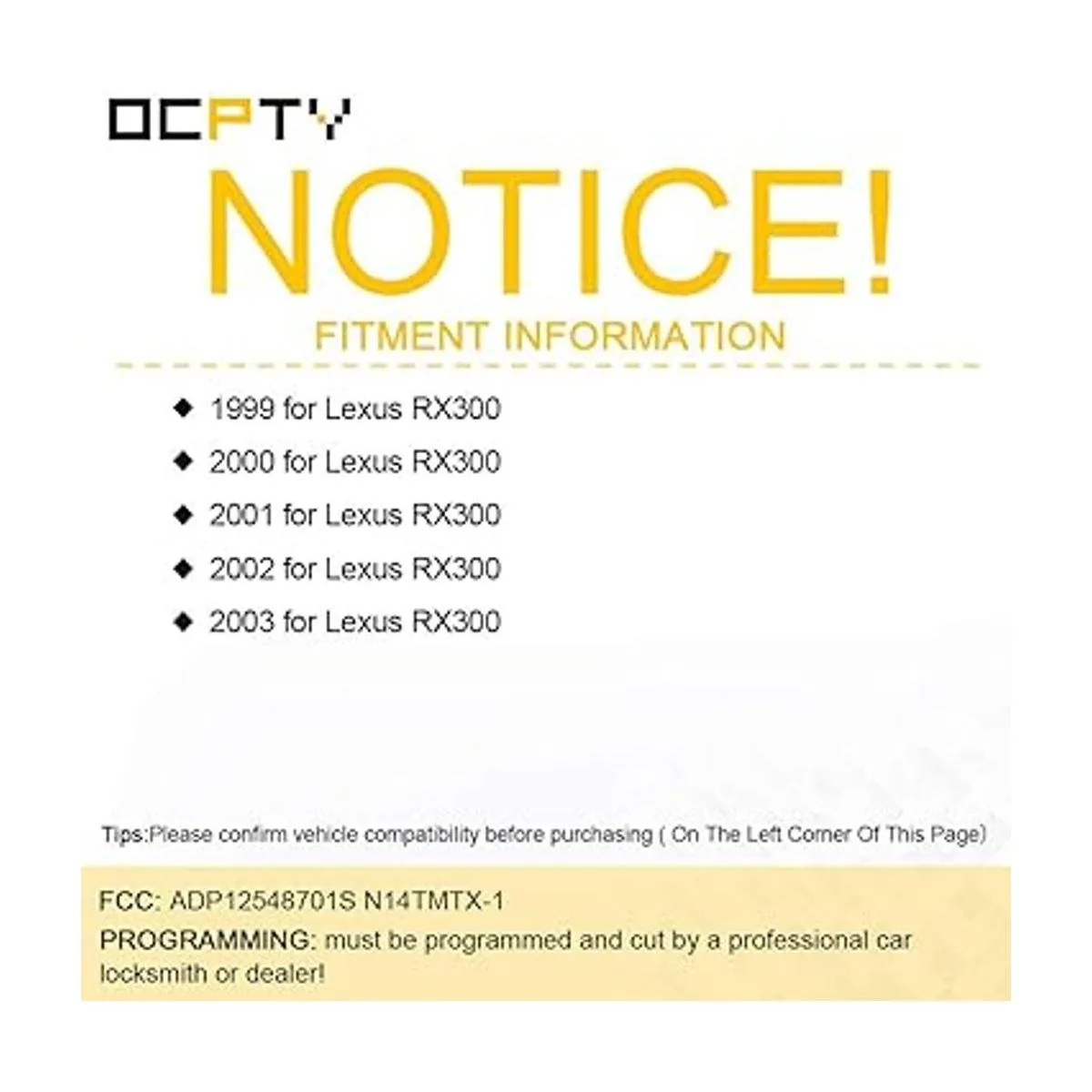 OCPTY 1 llavero de control remoto sin llave sin cortar_2