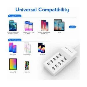 Cargador de pared USB de 10 puertos con tecnología de