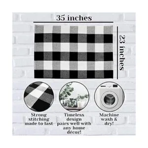 Alfombra a cuadros en blanco y negro Alfombra de algodón