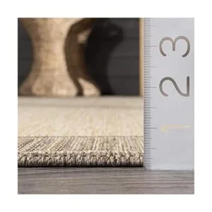 Alfombra para exteriores con borde gris nuLOOM Beige_2