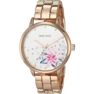 Nine West Reloj de pulsera acentuado de cristal para mujer_1