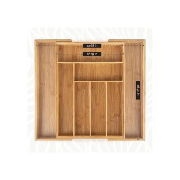 Organizador de cajones de cocina de bambú ajusta_2