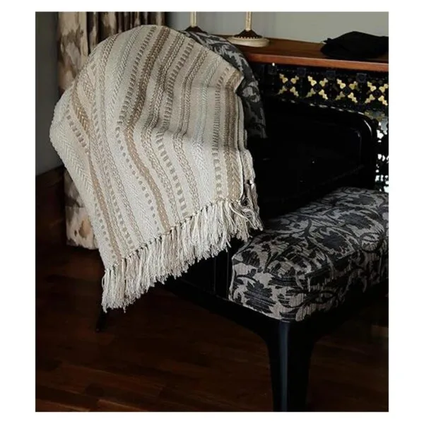 Manta bohemia para sala de estar diseño de rayas de_6
