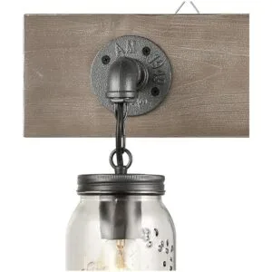 Farmhouse Luces de pared de madera y vidrio para baño 3_2