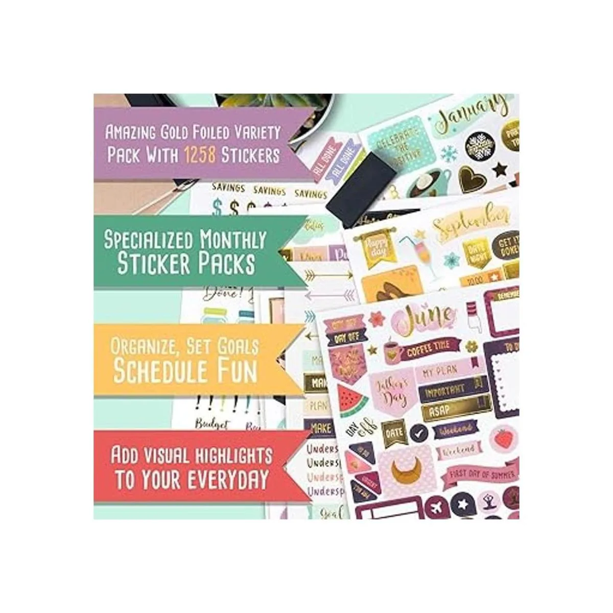 Pegatinas estéticas para planificador de lámina dorada_2