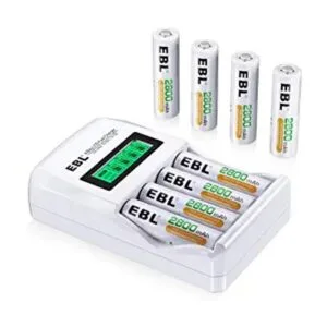 EBL Baterías AA recargables con cargador de batería LCD_1