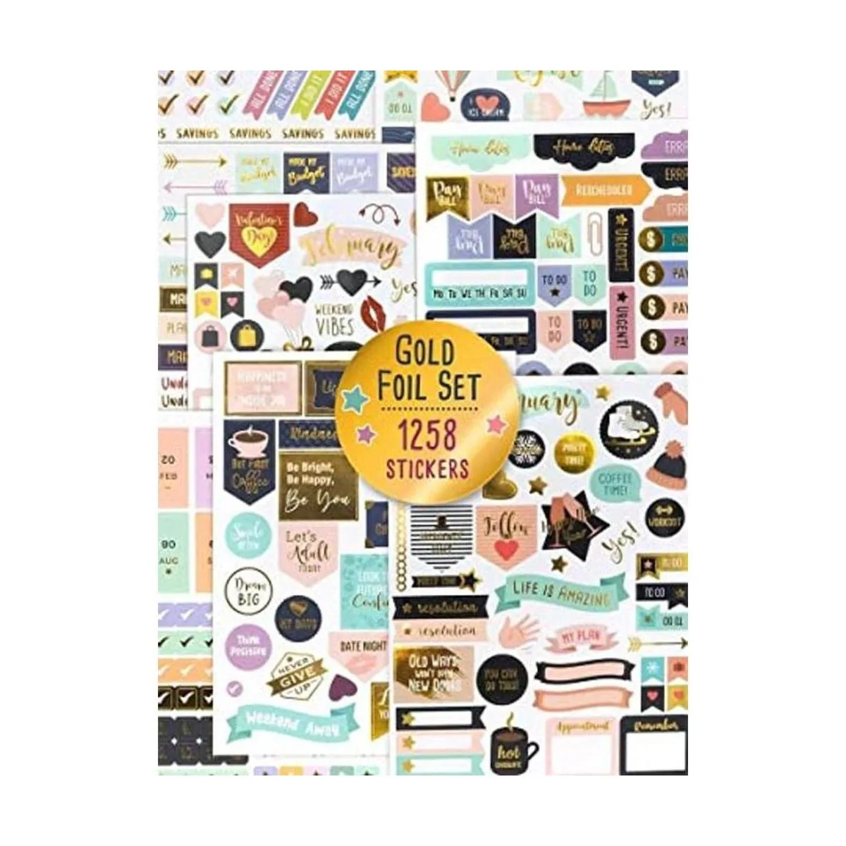 Pegatinas estéticas para planificador de lámina dorada_1