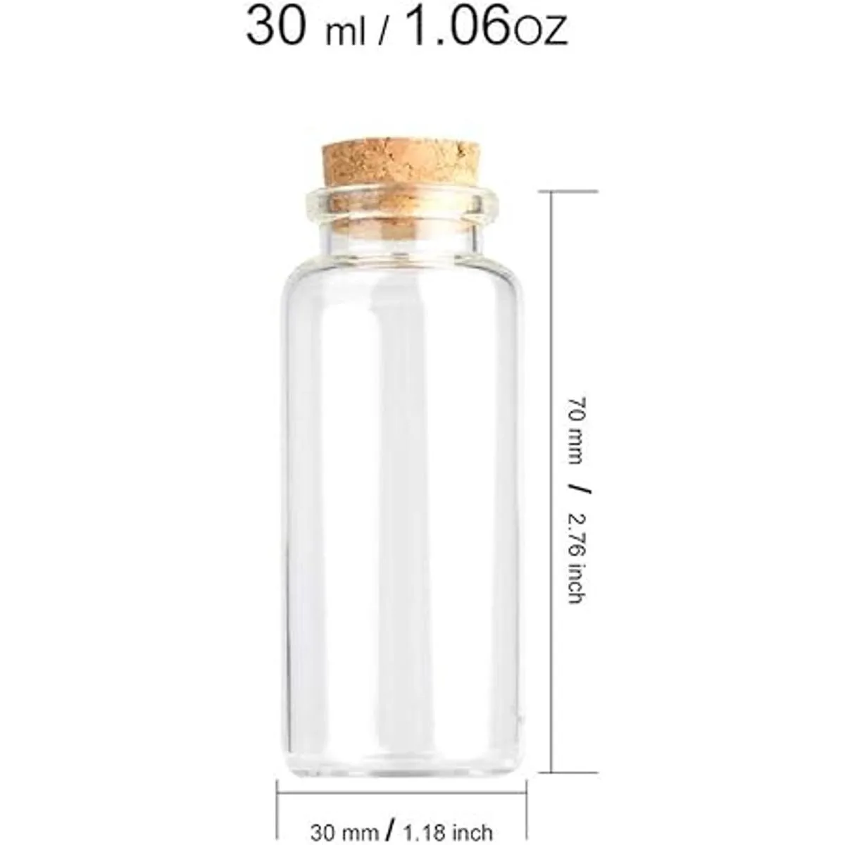JIUYUE 55 botellas pequeñas de corcho de vidrio de 1.0 fl_2