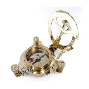 AV Sundial Brújula Marítima de Latón Brújula Bolsillo_3