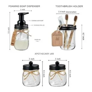 Juego de accesorios de baño Mason Jar 6 piezas