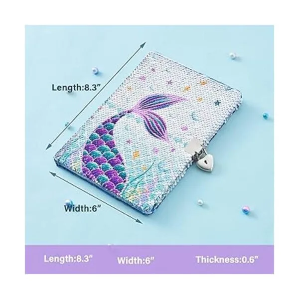 Cuaderno de lentejuelas de sirena diario reversible de_5