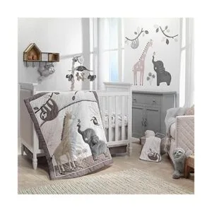 Lambs Ivy Baby Jungle Animales GrisBronceado Cuna_3