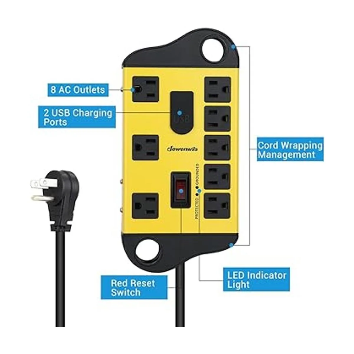 DEWENWILS Protector de sobretensiones de metal de 8_3