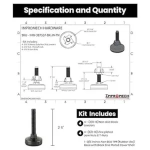 Kit de nivelador de muebles negro zinc negro de 4 puntas_2