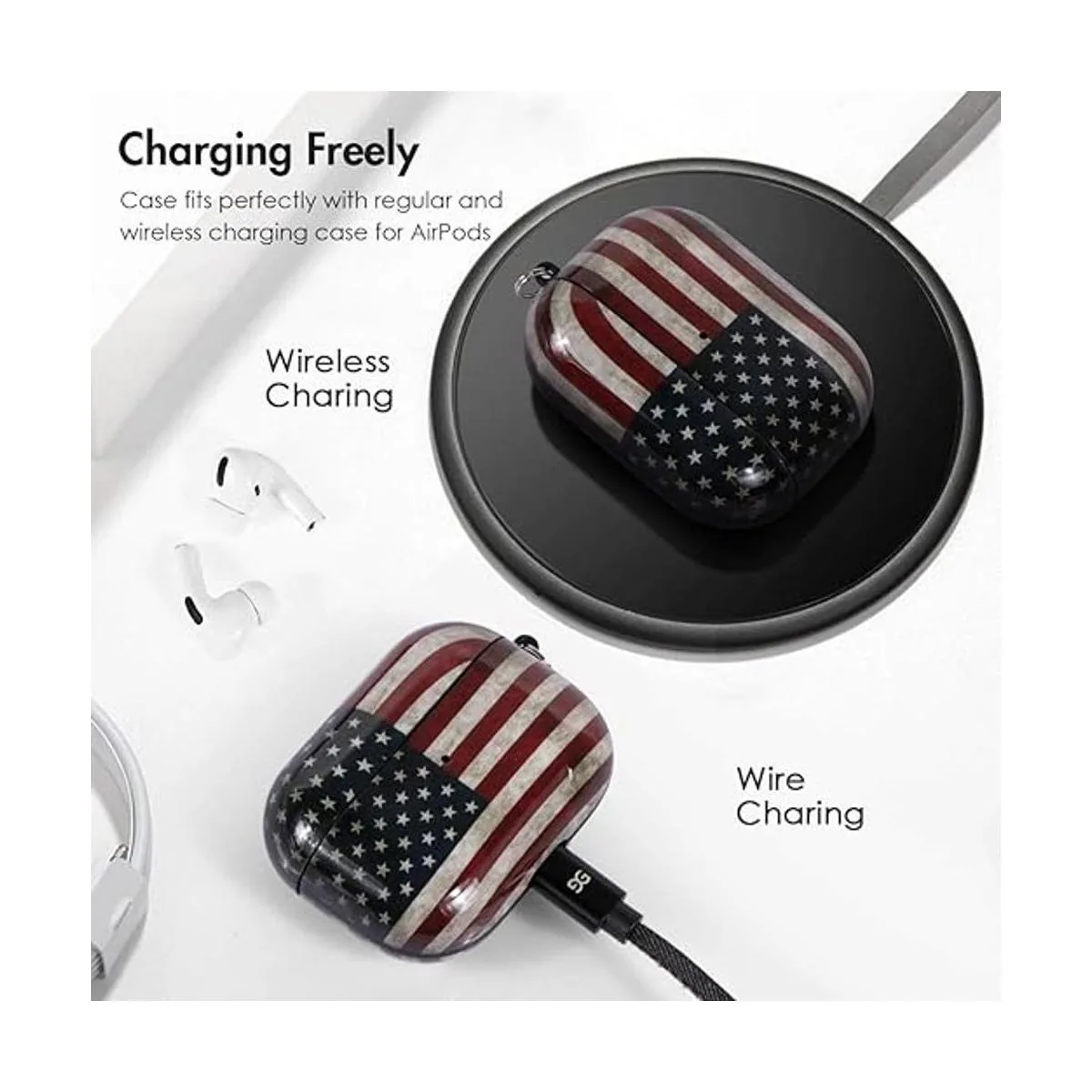 ROLEES Funda rígida para Airpods Pro bonita funda