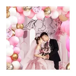 OuMuaMua Kit de 62 globos de látex de confeti de oro rosa_2