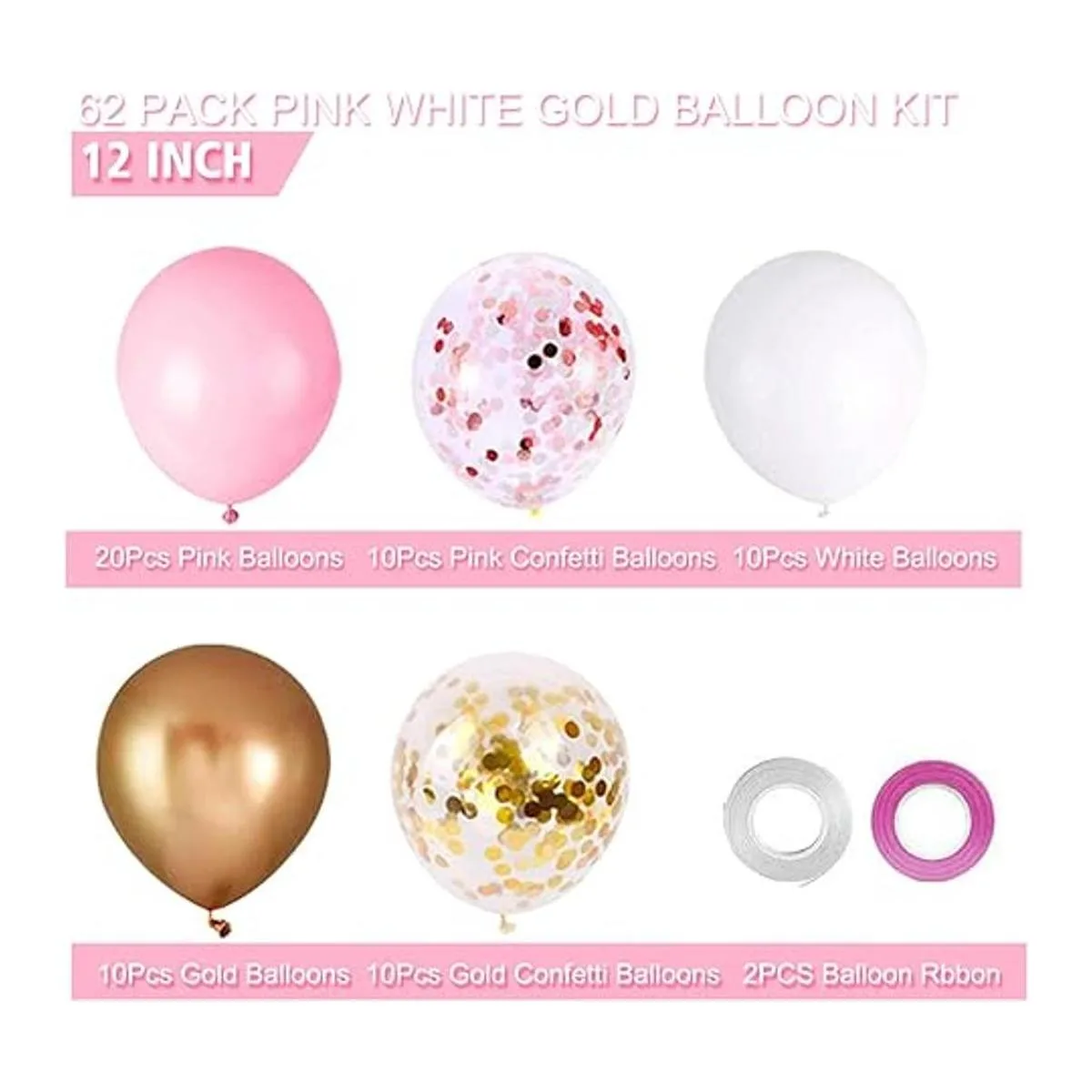 OuMuaMua Kit de 62 globos de látex de confeti de oro rosa_6