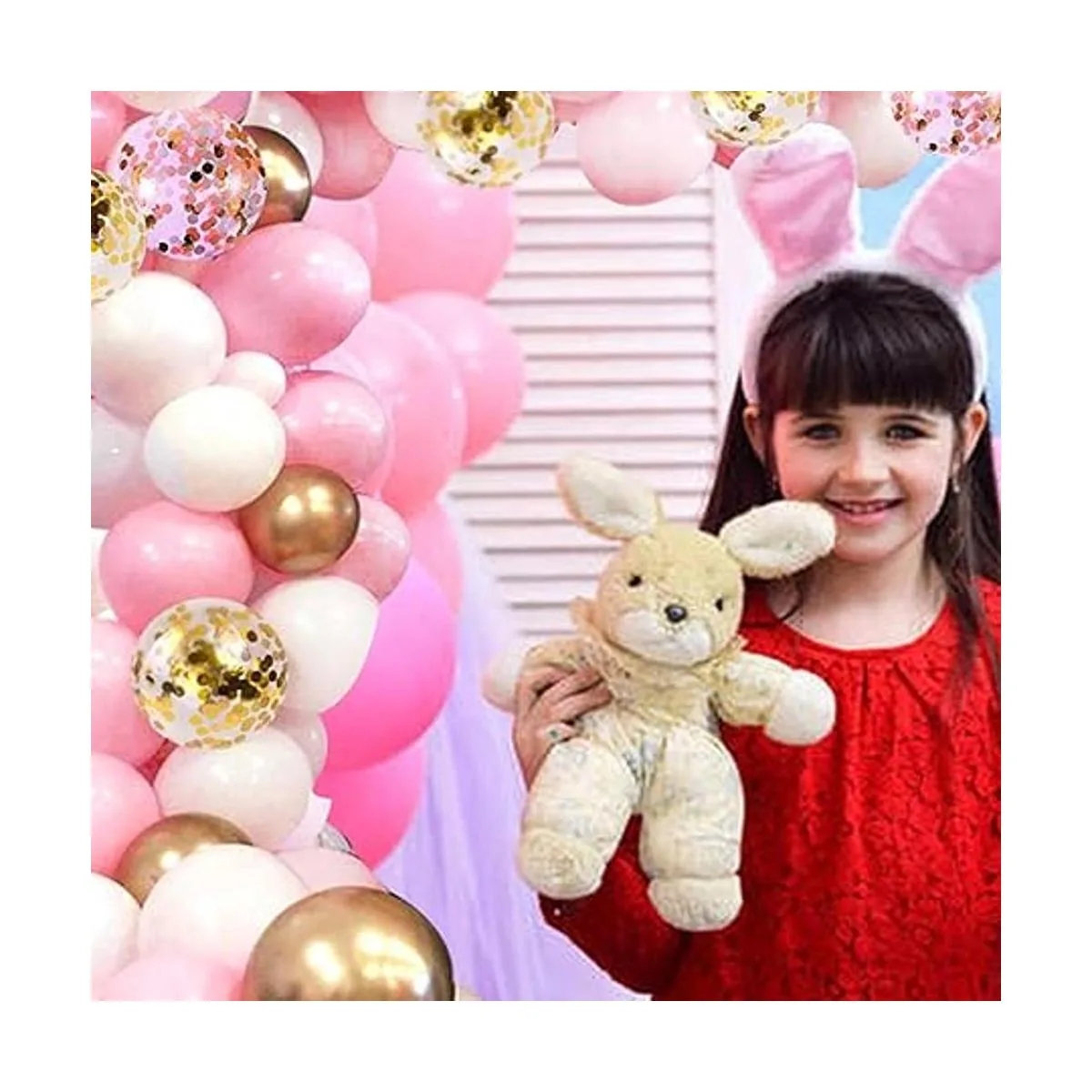 OuMuaMua Kit de 62 globos de látex de confeti de oro rosa_4