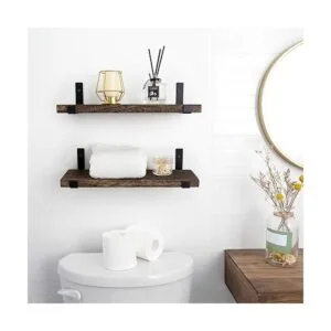 Mkono Juego de 2 estantes flotantes de madera rústica_2