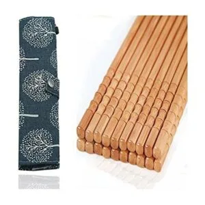 Juego de 10 pares de palillos de bambú reutilizables_1